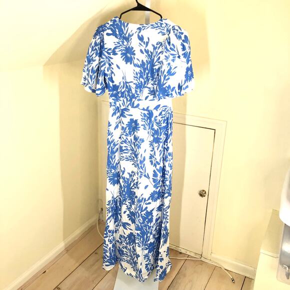 A New Day NWOT Women's Short Sleeve Maxi Sundress Blue White Floral 2 - Picture 8 of 14
